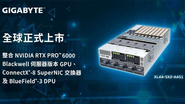 技嘉旗下技鋼推出全新NVIDIA RTX PRO 6000伺服器 效能較上代提升5倍。(圖：技鋼提供)
