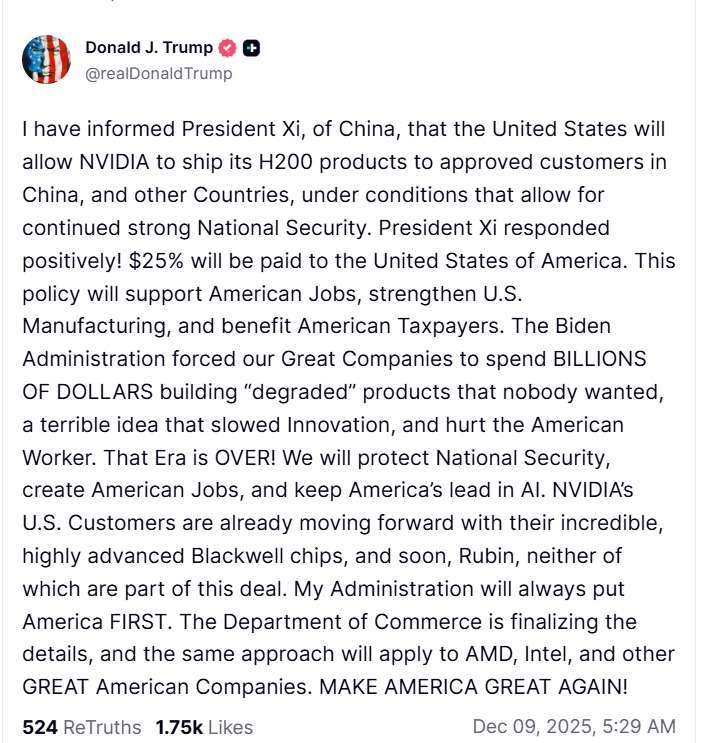 (圖片：川普 Truth Social 貼文)