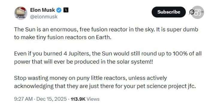 (來源: 馬斯克 X 帳號)