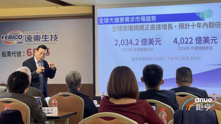 遠東生技董事長闕壯群看好全球保健食品市場規模的高速成長趨勢。(鉅亨網記者張欽發攝)