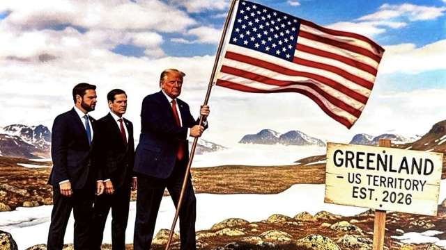 川普連發兩張AI圖展奪格陵蘭野心！北美全變美國領土、在格陵蘭插星條旗。（圖：川普 Truth Social）