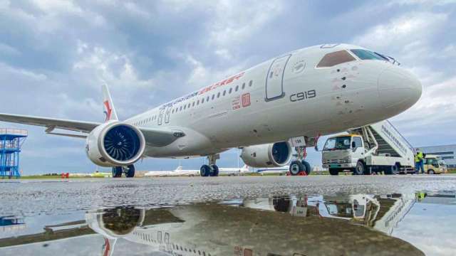 中國國產大飛機C919供應鏈持續改善，今年有望每10～15天生產一架。（圖：人民日報）