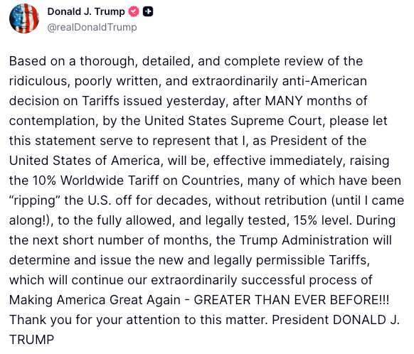 (圖：川普 Truth Social)