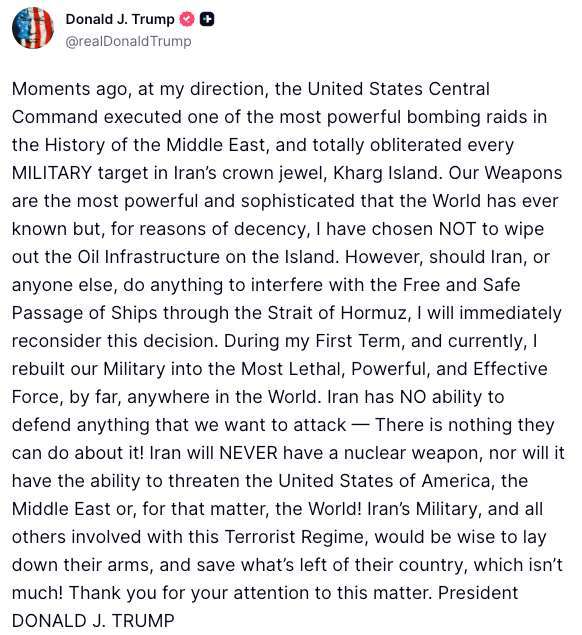 （圖：川普Truth Social）