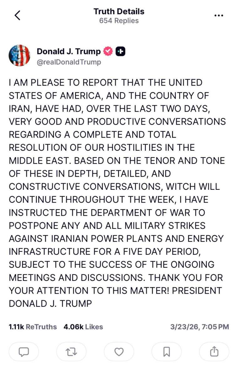 (來源: 川普貼文)