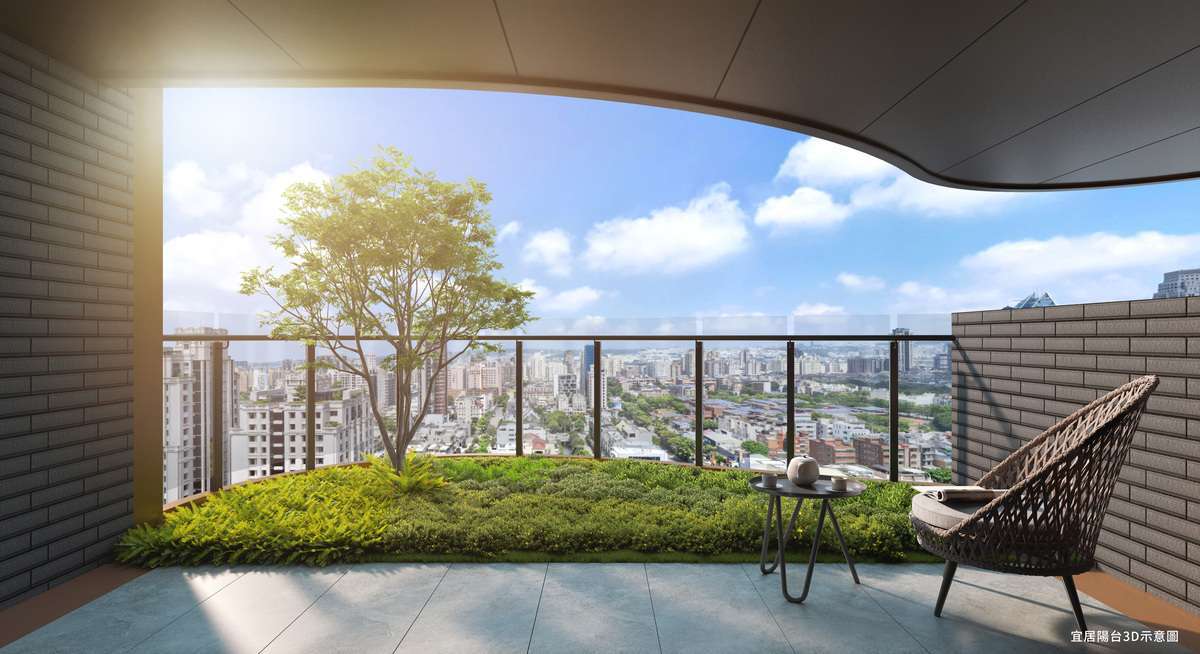 「鉅陞大藴」陽台景觀結合空拍實景。