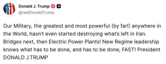 （圖：川普Truth Social）