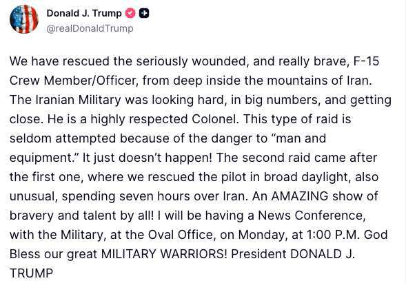 （圖：川普Truth Social）