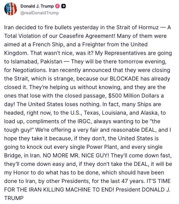 （圖：川普Truth Social）