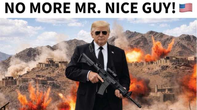川普發AI持槍圖威脅伊朗：「不再做好好先生！」(來源:川普Truth Social)