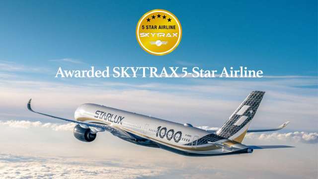 星宇航空二度拿下航空業最高榮譽SKYTRAX五星航空認證。(圖:星宇提供)