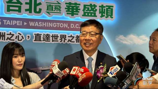 長榮航開航華盛頓D.C. 創國內航空界新里程碑，董事長林寶水樂觀非常看好。(鉅亨網記者王莞甯攝)