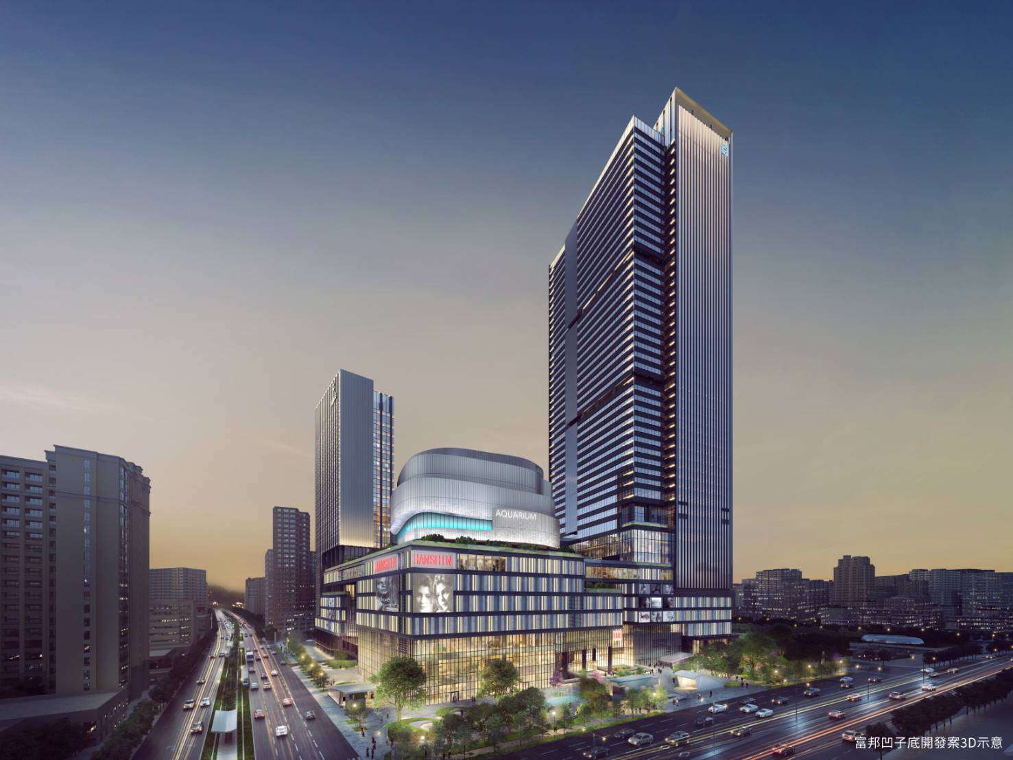 富邦凹子底開發案預計2027年完工，打造北高雄摩天複合新地標，吸引熱錢搶先卡位。（圖為3D完工示意圖）