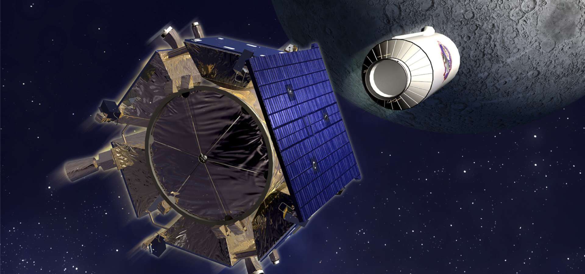 圖為NASA 2009年LCROSS撞擊月球任務示意圖,非此次SpaceX火箭撞擊事件。Reuters/TPG