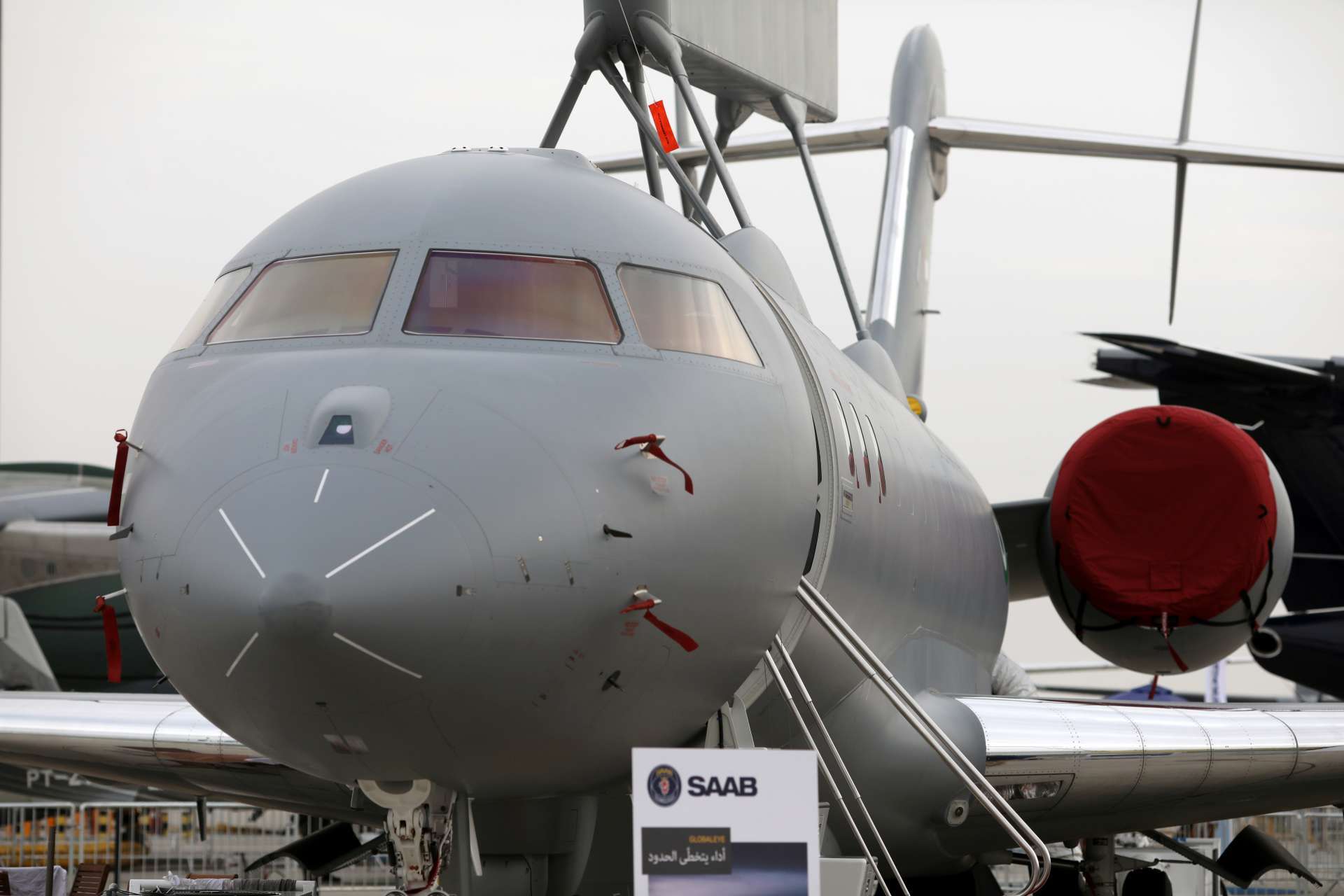 Saab Technologies製造的GlobalEye空中預警與管制飛機。Reuters/TPG