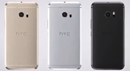 宏達電HTC10共有金、銀、灰三色。(圖取自YouTube)